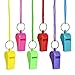 24 Colorful Neon Necklace Whistles ~ 2 Dozen Fun Noise Making Whistles ~2'' Party Birthday Favors ~ Easter Basket Filler Prize Fairs /Sports Team/ Gifts Loot Bags/