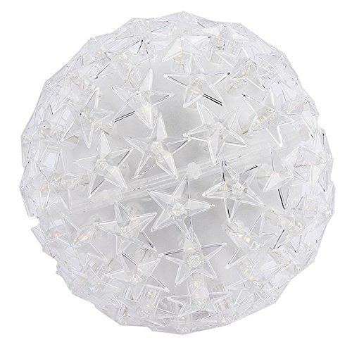 LED ball star, diameter 14 cm, warm white, with 100 LED lights, including timer function, battery operated, luminous ball, window decoration, room decoration for Advent, Christmas, winter, New Year