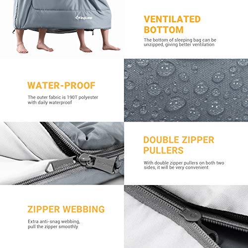 KingCamp Oversize Sleeping Bag Double Sleeping Bags for Adults 3 Season
