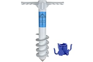 REFFU Heavy Duty Beach Umbrella Sand Anchor, Umbrella Holder Stand with 5 Spiral Screw Safe Stand for Strong Winds