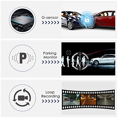 PUMPKIN Mirror Dash Cam Backup Camera 1080P Front and Rear 5" IPS Touch Screen Dual Lens Rear View Camera with Superior Night Vision, Motion Sensor, Reverse Camera, G-Sensor, Parking Monitor