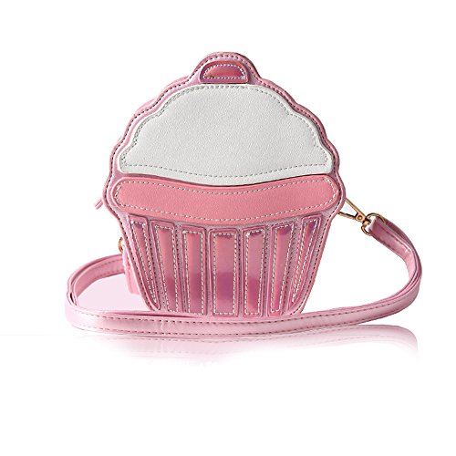 LUI SUI-Kid's Gift Yummy famous cupcake design girl cross-body bag children attractive popcorn party small shoulder bag C53 (Pink)