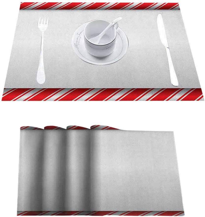 L'sWOW Non Slip Easy to Clean Wipeable Washable Place Mats, Candy Cane