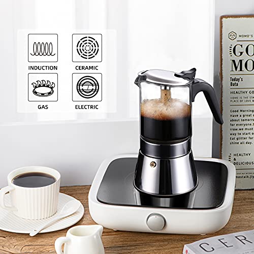 Stovetop Espresso Coffee Maker With Pressure valve,SIXAQUAE Crystal
