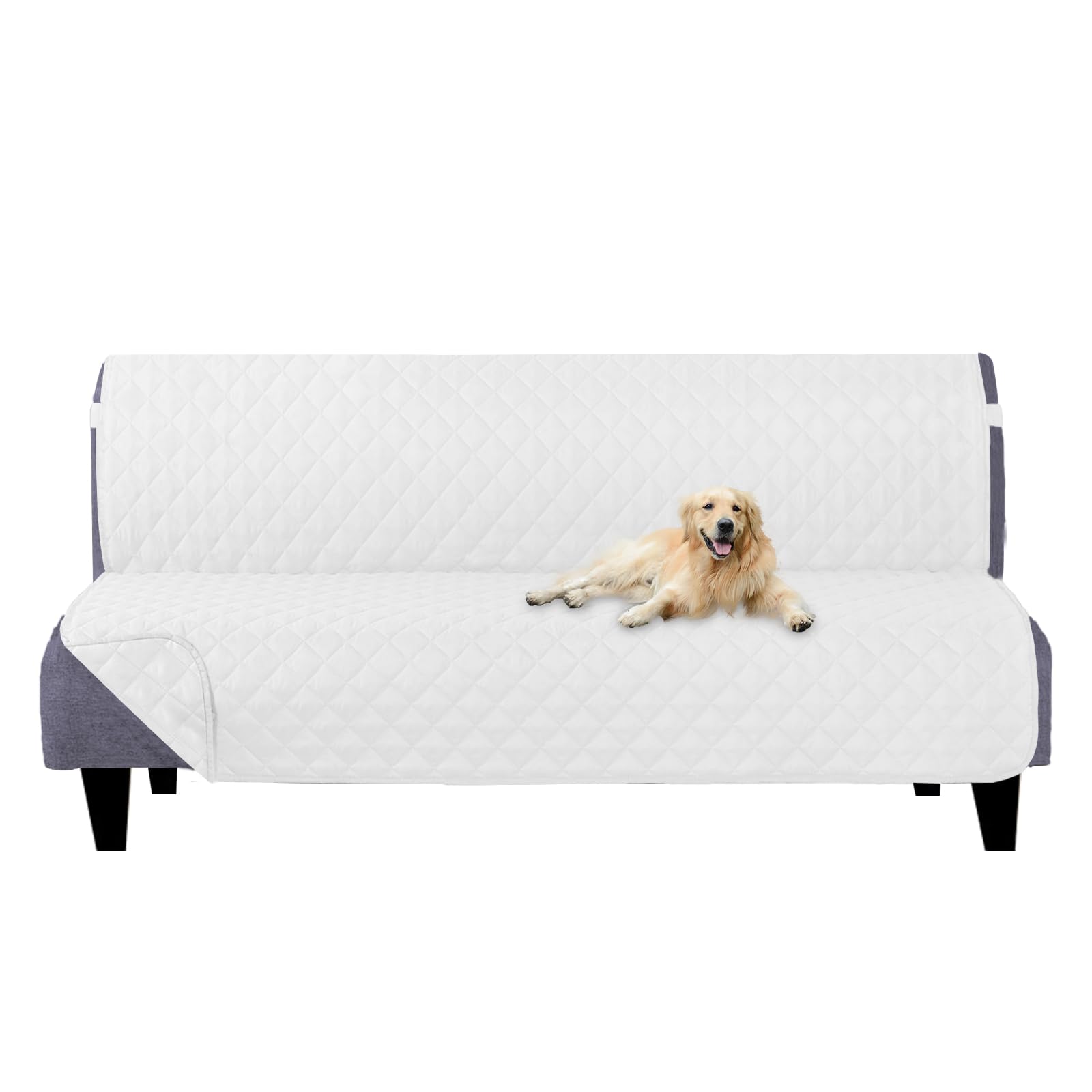 Photo 1 of U-NICE HOME Futon Sofa Covers Reversible Slipcover Armless Couch Cover Water Resistant (White/White)