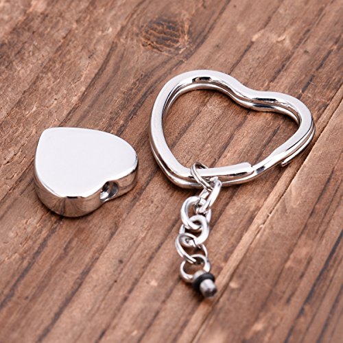 BY Always in My Heart Love Heart Cremation Urn Keychain Keepsake Stainless Steel Memorial Ashes Keyring