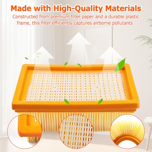 4 pieces for Kärcher vacuum cleaner filters, for Kärcher WD4 WD5 WD6 MV4 MV5 MV6 multi-purpose vacuum cleaner with 1 brush, flat fold filter for vacuum cleaner accessories for Karcher wet, multi-purpose vacuum cleaner replacement