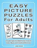 Easy Picture Puzzles For Adults: Includes Spot the