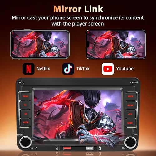 Car Radio for VW Golf 5 Golf 6 Polo Touran Passat Tiguan Skoda Touran EOS, Apple CarPlay and Android Auto Wireless, 7 Inch Screen Bluetooth FM AM USB RDS SWC Mirror Link for iOS/Android+Canbus