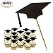 Coxeer Graduation Cake Topper, 48PCS Cupcake Topper Creative Graduation Cap Party Cake Topper (Black) ¡­