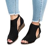 Seraih Womens Open Toe Sandals Cut Out Ankle Buckle Shoes Peep Toe Flats