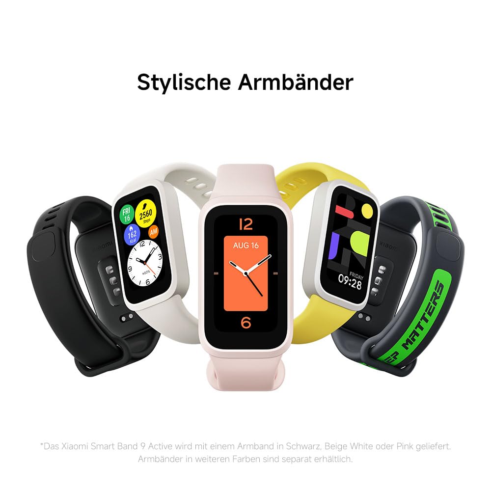 XIAOMI Smart Band 9 Active Schwarz – 1.47" TFT, 450 Nits, 18 Tage Akku, 50 Sportmodi, SPO₂-Sensor, 5ATM Wasserdicht 5