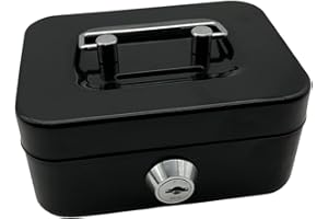 Qianly Cash Box with Lock Treasure Chest Money Box Metal Small Modern Collection Holder Piggy Bank Lock Box with Key for Priz