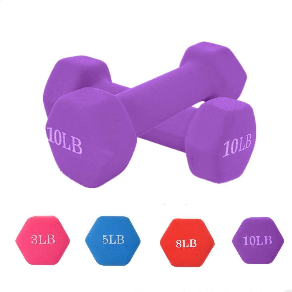 lenglangO Weights Dumbbells Set, Neoprene Dumbbell Hand Weights A Pair of 2 (Purple