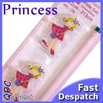 Princess Extendable Curtain Pole Set 120cm 210cm Includes