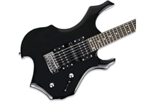 Demusea electric guitar flame shape black color 24fret single tremolo bridge 1V 1T 5ways toggle 25.5inch scale length HSH pickup solid maple neck phoenix body for beginner starter practice (YIR30-BK)