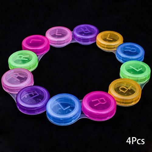 4PCS Colorful R and L Sigh Contact Lens Soaking Box Portable Mini Plastic Travel Holder Storage Case(random color)