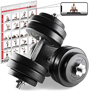 Dumbbells plastic 20kg / 30kg / 40kg – halterstaven, halters, gewichten en stersloten gekarteld 30/31mm