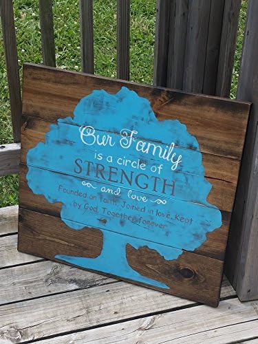 Family Sign Family Tree Sign Our Family Is A Circle Of Strength Gift for Family Large Wooden Sign Pallet Sign Wood Decor Home
