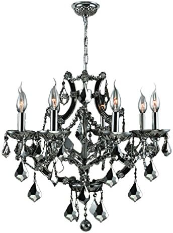 Worldwide Lighting Lyreコレクション 8ライトクローム仕上げ ブラッククリスタルシャンデリア 奥行き26インチ 高さ22インチ Lサイズ