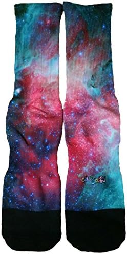 Galaxy socks, space jam, cartoon custom socks, knee high socks (Youth 1-5)