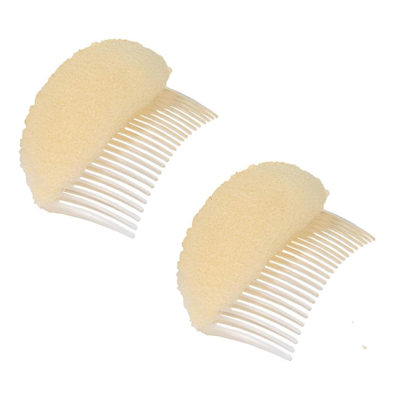2Pcs Beige Puffy Ponytail Insert Hair Combs Hair Bun Updo Maker Hair Bump Up Insert Volume Hair Base Insert Pad Cushion Half-up Holder for Hair Styling