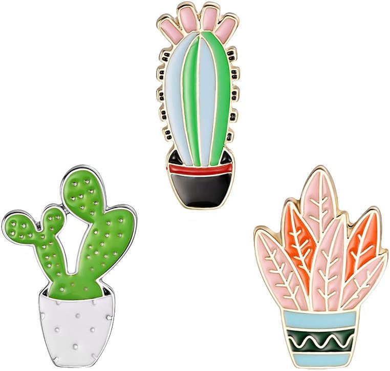 LjQQjDz Brooch Pin 3Pcs/Set Cartoon Cactus Plant Enamel Badge Brooch Pin Clothes Jewelry Decor - Multicolor