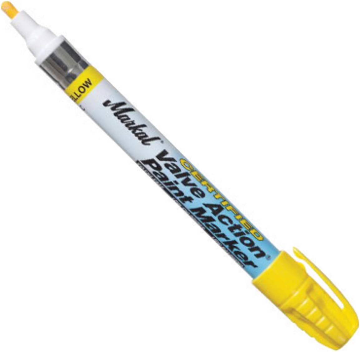 Markal Certified Valve Action Yellow Liquid Paint Marker With 1/8" Wide Point, Package Size: 48 Card