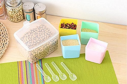kitchen Storage Jar Seasoning Box Castor Storage Bottles Set Salt Jar 4 Grid