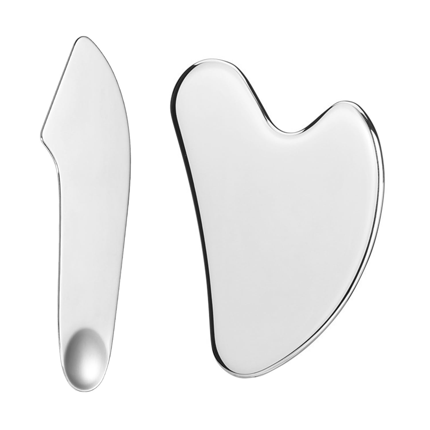 SYEYCW 2 Pcs Gua Sha Massage Tool, Stainless Steel Guasha Scraping Massage Tool, Heart Shaped and Bar Shaped Gua Sha Tools for Jawline Sculpting and Puffiness Reducing, for Face, Eyes, Neck, Body