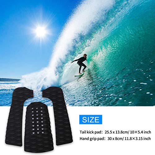 Meanhoo Surfboard Traction Pads, 1 Pcs Non Slip Grip Surf Stomp Pad with 3M Adhesive for Surfing, Skimboards, Paddle Board, Longboard, Shortboard, Black - Thumbnail 5