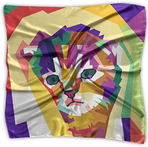 YANGZXC Colorful Cat Design Handkerchief Polyester Pocket Square Mulipurpose Silk Bandanas Delicate Printing