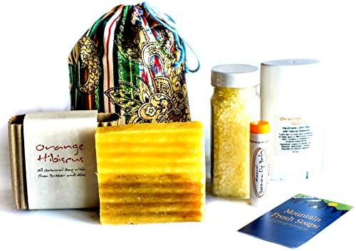 Mountain Fresh Soaps "Invigorating" GIFT SET ~ Artisan, Organic, &amp; All-Natural Soap, Lotion, Lip Balm, &amp; Bath Salt (Amazing Orange)
