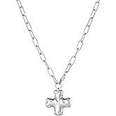 TASBERN Chunky Cross Necklace for Women Hammered Gold Cross Pendant Toggle Clasp Paperclip Chain Statement Choker Bold Faith Jewelry Gift