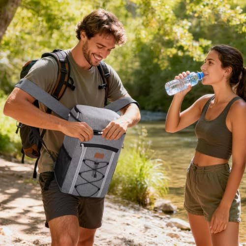 Lifewit Backpack Cooler 23L, Portable Thermal Bag, Waterproof Backpacks Thermal Food Carrier for Beach, Picnic, Camping, Travel, Work, Hiking, Grey