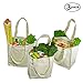 Simple Ecology Organic Cotton Deluxe Reusable Grocery Shopping Bag with Bottle Sleeves and Rigid Bottom Support (UPDATED DESIGN) - Natural 3 Pack