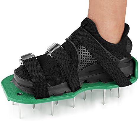 Lawn Aerator Shoes, XUZOU Punchau Lawn Aerator Shoes Aerating, Lawn Soil Sandals with 4 Aluminium Alloy Buckles, 4 Adjustable Straps, Aerating Your Lawn or Yard