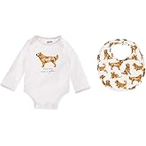 Mud Pie Dog Print Baby Crawler Bib Gift, Golden Retriever, 0-6 Month