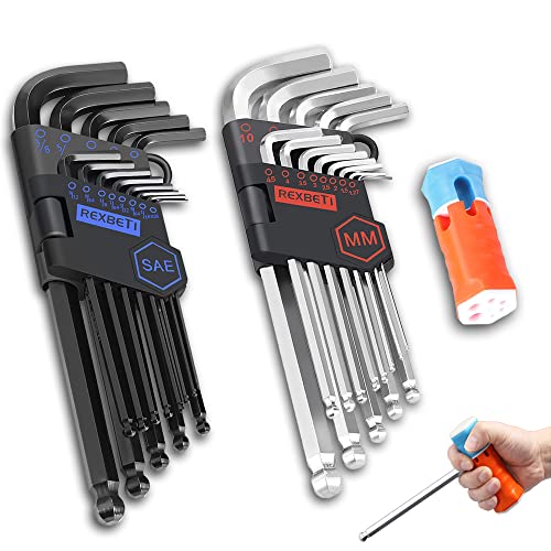 REXBETI Hex Key Allen Wrench Set, Industrial Grade, S2 Steel, 27 Pieces