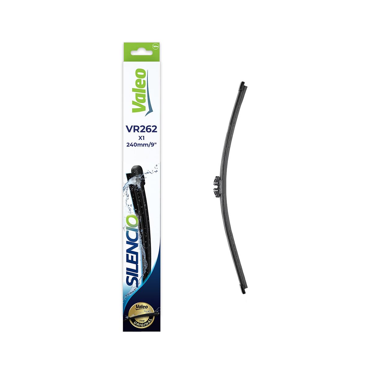 VALEO Silencio Wiper - VR262 - High Performance, Superior 360 Degrees Visibility, Easy Installation Original Flat Blade 240mm - Rear - 1 Wiper Blade - 574609
