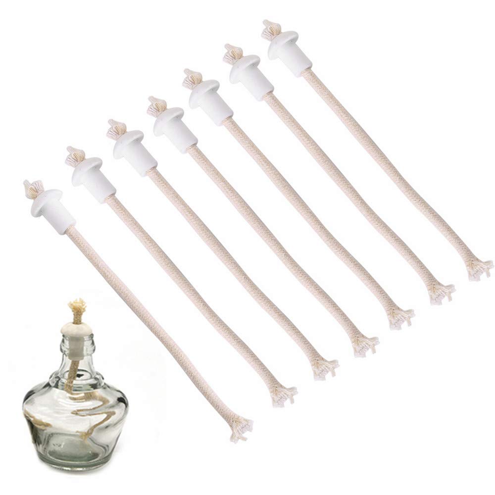 Oil Wicks, 20Pcs HeatResistant Candle Lamp Wicks Ceramic Holders Cotton Core Kerosene Wick Oil Lantern Wick for Wine Bottle Lamp Garden Torch Burner