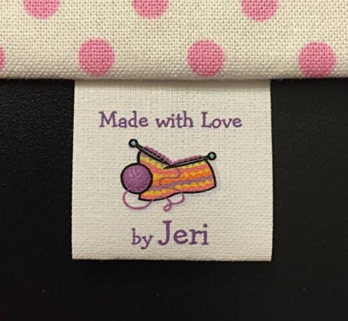 40 loop fold cotton fabric sew in labels with knitting graphic-made in USA