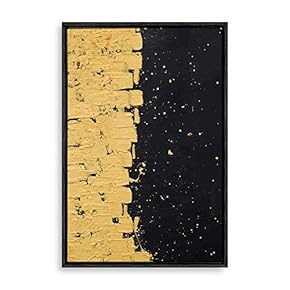 Framed Canvas Home Artwork Decoration Golden Abstract Art Canvas Wall Art for Living Room, Bedroom - 16x24 inches