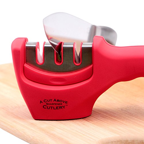 A Cut Above Cutlery Knife Sharpener - Quickly Sharpen Steel and Ceramic Knives Accurately- Easy to Use. Get Professional Results in Your Own Home - No Experience Needed! (1)
