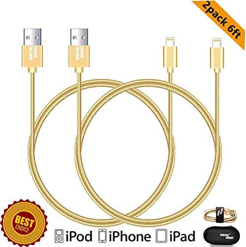 [DIGITAL NANNY] IOS Data Cable 2 in one pack For Smart phone High speed Charger cable 6FT/2M Lighting Cable for iPhone 6/ 6 Plus/ 6s, iPad Air 2, iPad Pro and More
