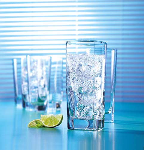 Elegant Highball Glasses [Set of 12] Drinking Glasses for Water, Juice, Beer, Wine, Whiskey, and Cocktails - Square Base with Rounded Top - Thumbnail 4