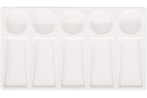VanEnjoy 10 Wells White Rectangle Ceramic Artist Paint Palette,Porcelain Watercolor Palette,Ceramic Mixing Tray for Watercolor Gouache Painting, 7.6 inch