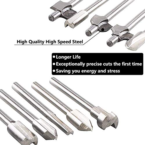 Saiper 10pcs HSS Carpentry Router Bits 1/8 Inch(3mm) Shank Engraving Bits Fit for Dremel Foredom Rotary Tools Set for Edge Grooving Wood Deburring Engraving and Milling - Thumbnail 3