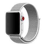 For Apple Watch Band 38mm Soft Woven Nylon Watch Sport Loop Band Breathable Replacement iWatch Band with Adjustable Closure for Apple Watch Nike+ Series 3 2 1,Seashell