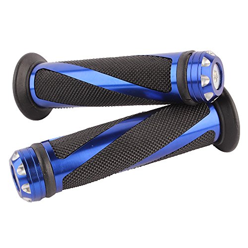 Universal Motorcycle Rubber Gel Handlebar Grips for 7/8" Bar End Handle Bars Sports Bikes(Blue)